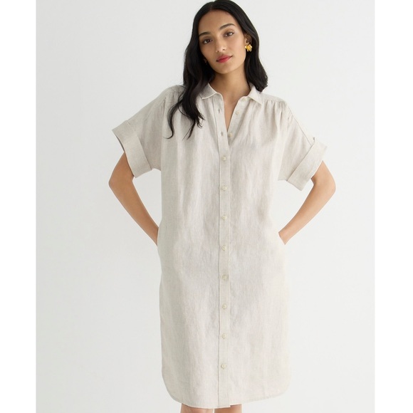 JCREW LINEN RELAX FIT SHIRT DRESS SZ XS NWT - Picture 3 of 9